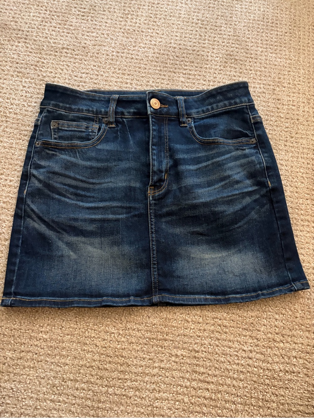 ❤️‍🔥BOGO FREE American Eagle Next Level Stretch Dark Blue Denim Mini Skirt